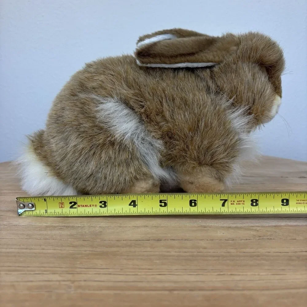 HANSA Rabbit Plush Handcrafted Realistic Bunny 9” Woodland Toy Soft Brown White
